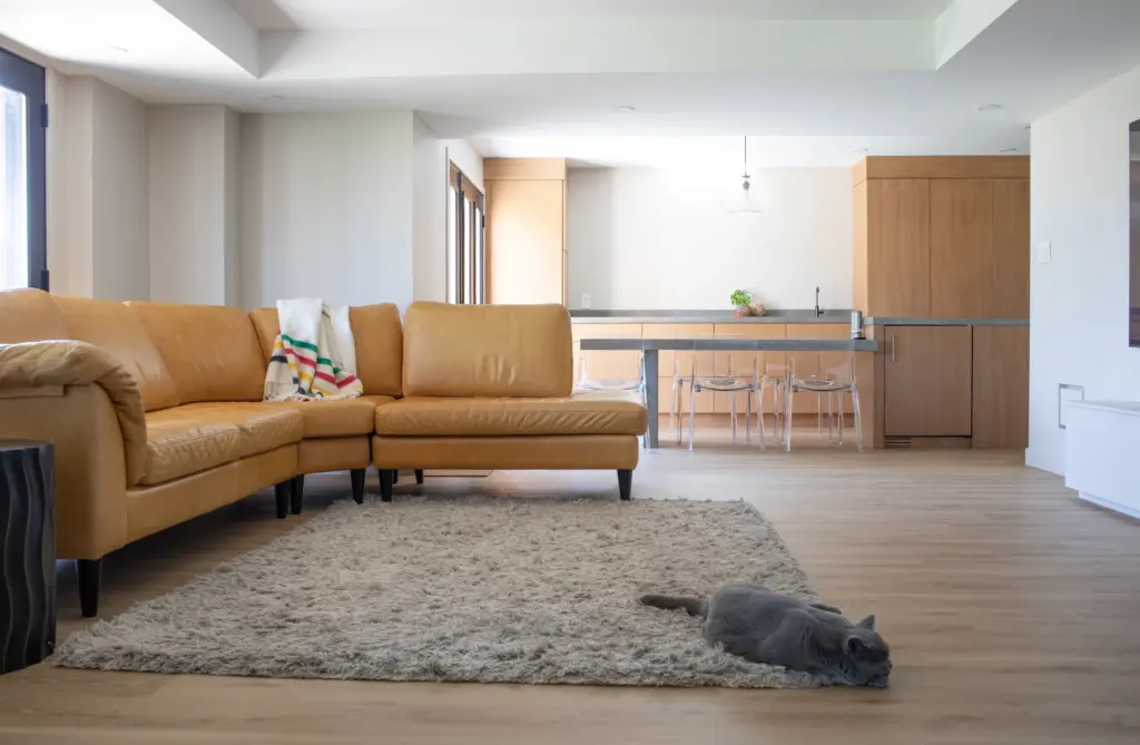 60 hillhurst View of sitting area, kitchen cabinets and basement entrance doors
